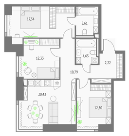 69 м², 3-комнатная квартира 37 490 000 ₽ - изображение 78