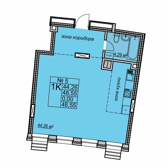 48,6 м², 1-комнатная квартира 17 970 000 ₽ - изображение 1