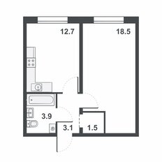 Квартира 39,7 м², 1-комнатная - изображение 2