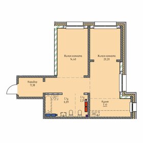 Квартира 61,5 м², 2-комнатная - изображение 1