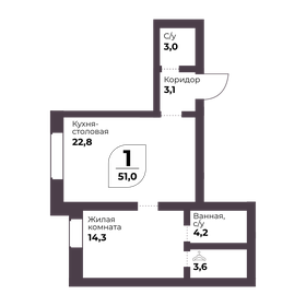 52,5 м², 2-комнатная квартира 5 700 000 ₽ - изображение 45
