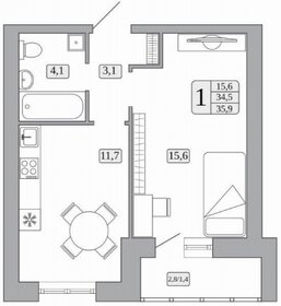 36,2 м², 1-комнатная квартира 4 311 000 ₽ - изображение 12