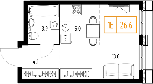 25,8 м², 1-комнатная квартира 9 545 838 ₽ - изображение 37