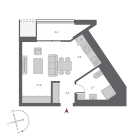 33,9 м², квартира-студия 7 350 000 ₽ - изображение 3