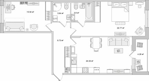 Квартира 84 м², 2-комнатная - изображение 1