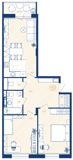 72,9 м², 2-комнатная квартира 10 615 600 ₽ - изображение 1