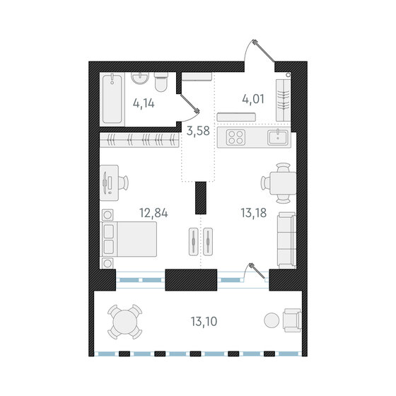 37,8 м², 1-комнатная квартира 7 700 000 ₽ - изображение 1