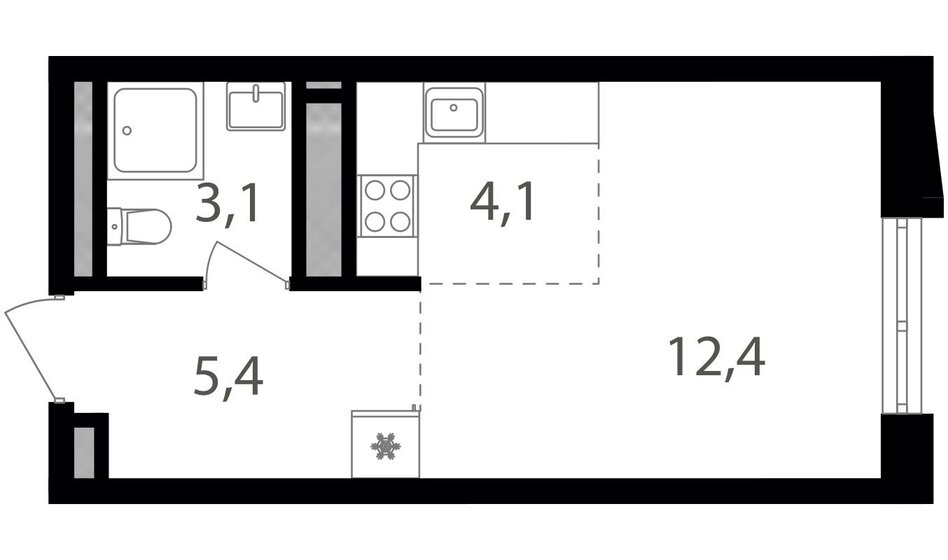 25 м², квартира-студия 9 625 000 ₽ - изображение 1