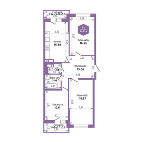 Квартира 86,7 м², 3-комнатная - изображение 1