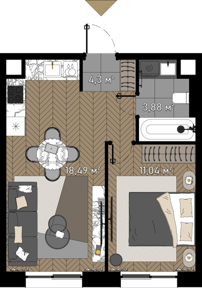 39 м², 1-комнатные апартаменты 38 060 700 ₽ - изображение 1