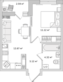 39,8 м², 1-комнатная квартира 5 429 445 ₽ - изображение 19