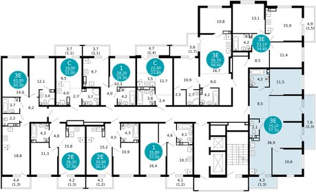 77,4 м², 2-комнатная квартира 27 175 140 ₽ - изображение 22