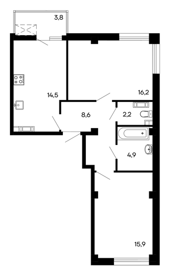 66,1 м², 2-комнатная квартира 9 650 600 ₽ - изображение 1