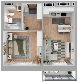 42,4 м², 1-комнатная квартира 8 300 904 ₽ - изображение 14