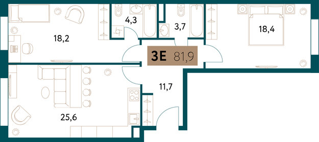 77,8 м², 3-комнатная квартира 43 000 000 ₽ - изображение 70