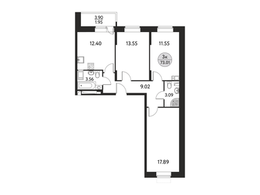 Квартира 73 м², 3-комнатная - изображение 1