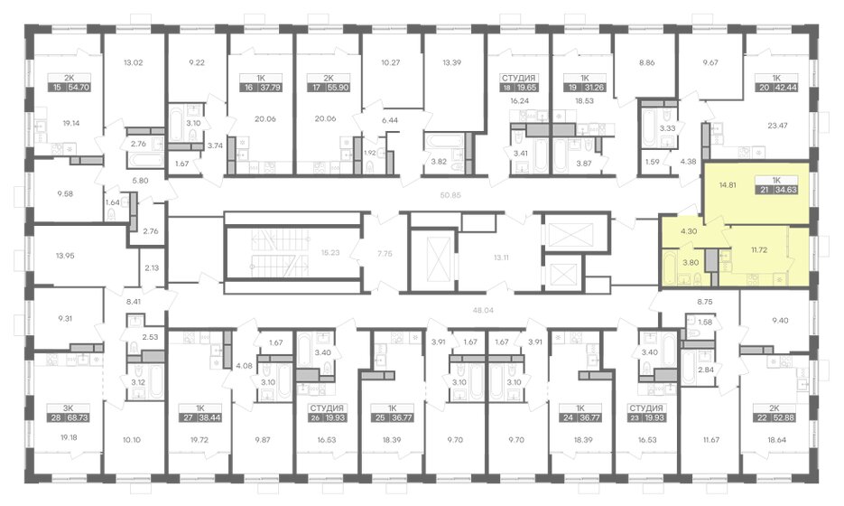 30,1 м², 1-комнатная квартира 1 650 090 ₽ - изображение 60