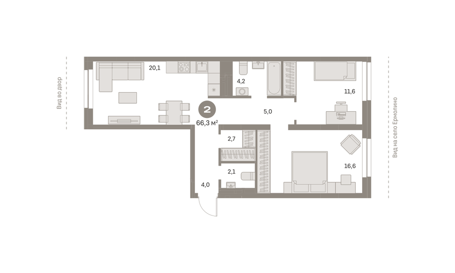 66,3 м², 2-комнатная квартира 12 310 000 ₽ - изображение 18