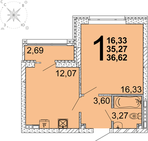 35,3 м², 1-комнатная квартира 5 086 976 ₽ - изображение 28