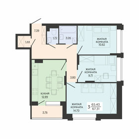 67,2 м², 3-комнатная квартира 6 100 000 ₽ - изображение 77