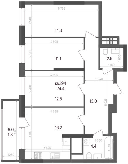 74,4 м², 3-комнатная квартира 8 315 118 ₽ - изображение 25