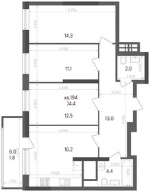 62,1 м², 2-комнатная квартира 7 000 000 ₽ - изображение 98