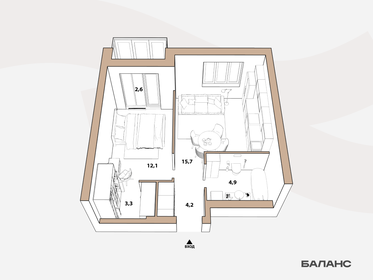 35,5 м², 1-комнатная квартира 7 510 000 ₽ - изображение 45