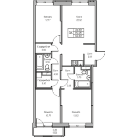 80,6 м², 3-комнатная квартира 14 932 968 ₽ - изображение 73