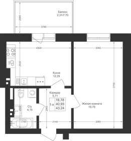 43,2 м², 1-комнатная квартира 6 961 640 ₽ - изображение 40