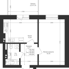 Квартира 43,2 м², 1-комнатная - изображение 2