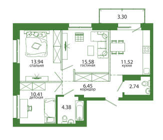 Квартира 68,3 м², 3-комнатная - изображение 1