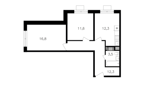 Квартира 56,5 м², 2-комнатная - изображение 1