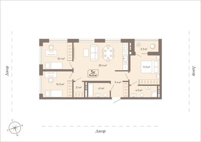 89 м², 3-комнатная квартира 8 500 000 ₽ - изображение 50