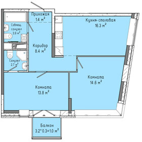 Квартира 62,1 м², 2-комнатная - изображение 1