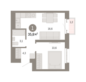 38,3 м², 1-комнатная квартира 11 990 000 ₽ - изображение 48