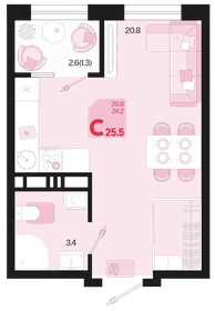 25,1 м², 1-комнатная квартира 4 141 500 ₽ - изображение 12