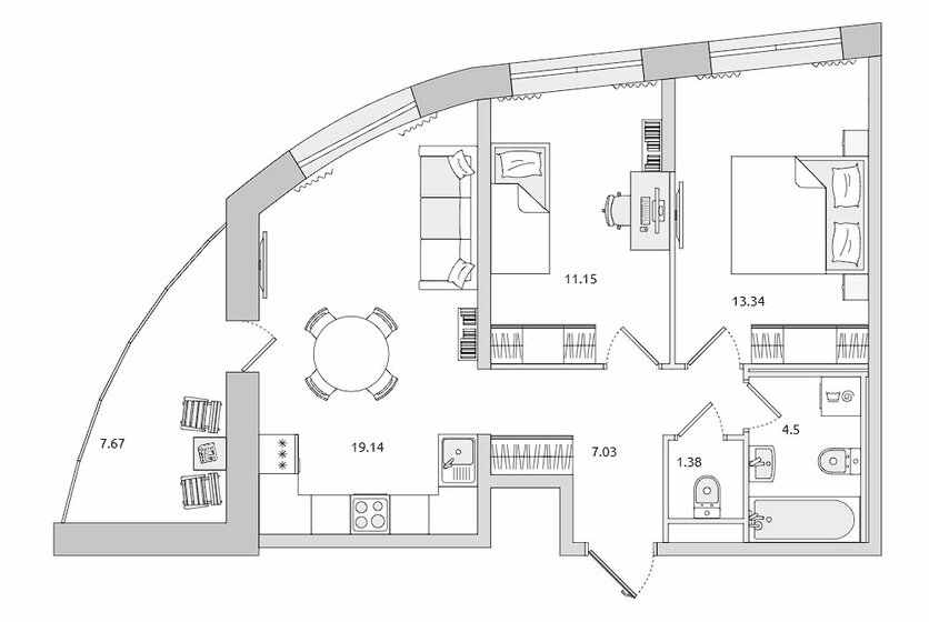 64 м², 2-комнатная квартира 10 360 000 ₽ - изображение 1