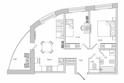 Квартира 64 м², 2-комнатная - изображение 1