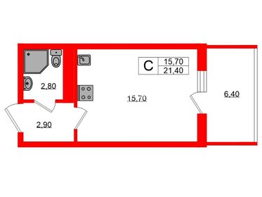 Квартира 21,4 м², студия - изображение 1