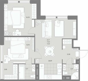 Квартира 73,8 м², 2-комнатная - изображение 1