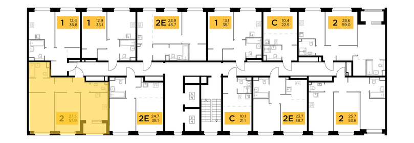 70,4 м², 2-комнатная квартира 11 500 000 ₽ - изображение 101