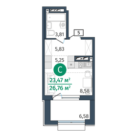 23 м², квартира-студия 3 853 000 ₽ - изображение 45