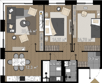 77,8 м², 3-комнатные апартаменты 65 728 900 ₽ - изображение 41