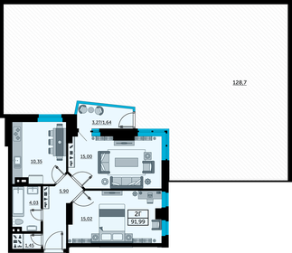 93,1 м², 2-комнатная квартира 9 310 000 ₽ - изображение 30