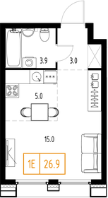 Квартира 26,9 м², 1-комнатная - изображение 2