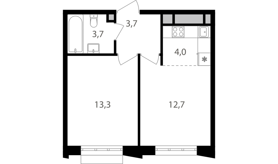 37,4 м², 2-комнатная квартира 14 125 980 ₽ - изображение 1