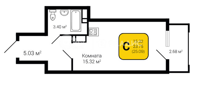 25,1 м², 1-комнатная квартира 2 258 100 ₽ - изображение 88