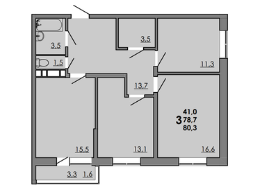 Квартира 80,3 м², 3-комнатная - изображение 1