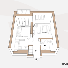 Квартира 36,9 м², 1-комнатная - изображение 3