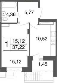 Квартира 37,2 м², 1-комнатная - изображение 1